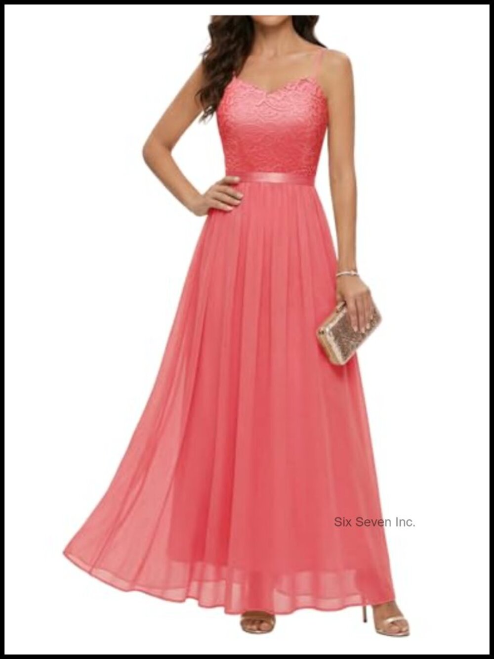 2026 Formal Lace Chiffon Maxi Dress Wedding Guest Adjustable Straps